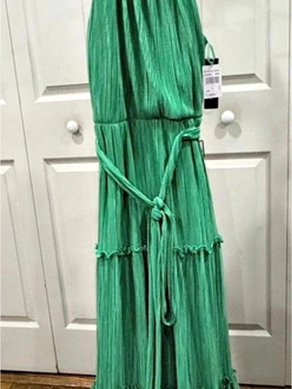 Halter Pleated Maxi Dress Green